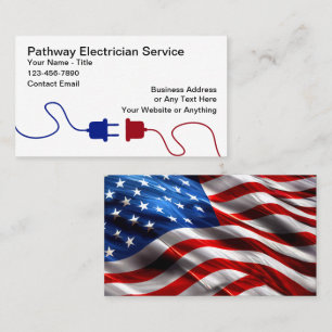 Patriotische amerikanische Elektriker-Themen-Visit Visitenkarte
