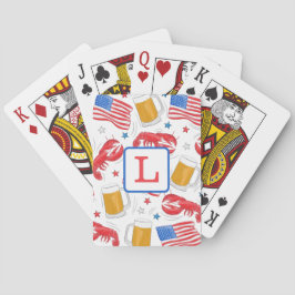 Patriotische amerikanische Fahne Bierlobster Stars Spielkarten
