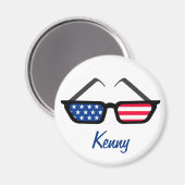 Patriotische amerikanische Flag Retro-Sonnenbrille Magnet (Vorderseite/Rückseite)