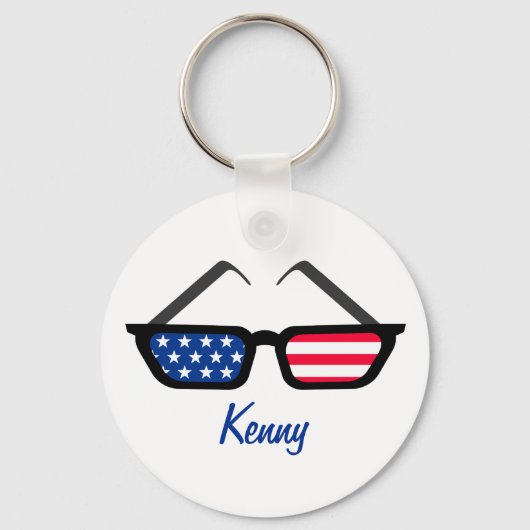 Patriotische amerikanische Flag Retro-Sonnenbrille Schlüsselanhänger (Vorderseite)
