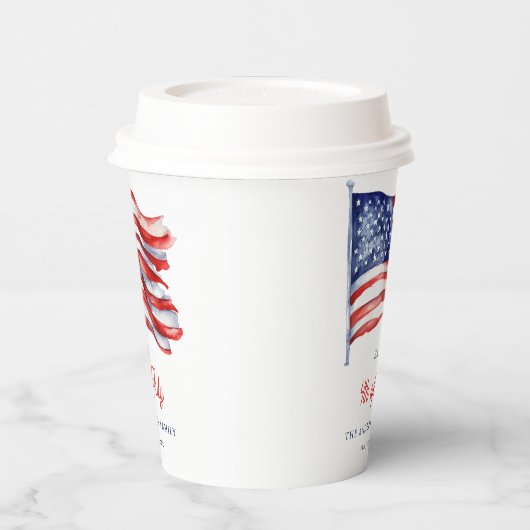 Patriotische amerikanische Flagge 4. Juli Begrüßun Pappbecher (Links)