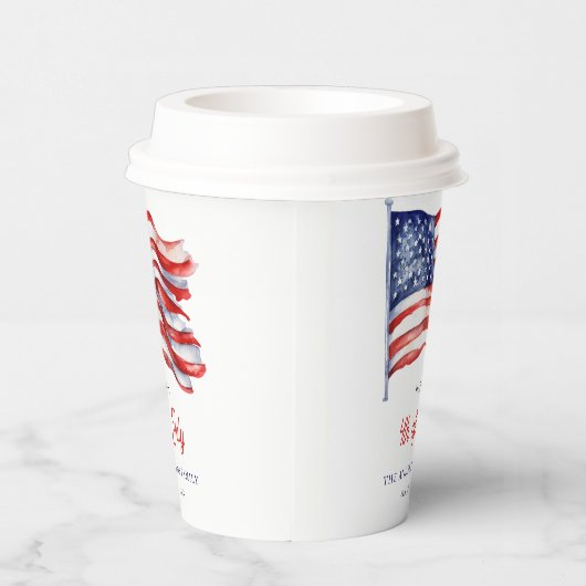 Patriotische amerikanische Flagge 4. Juli Begrüßun Pappbecher (Rechts)