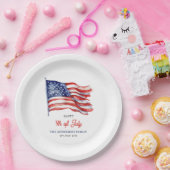 Patriotische amerikanische Flagge 4. Juli Begrüßun Pappteller (Party)