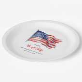 Patriotische amerikanische Flagge 4. Juli Begrüßun Pappteller (Schrägansicht)