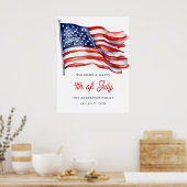 Patriotische amerikanische Flagge 4. Juli Begrüßun Poster (Küche)
