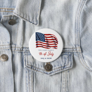 Patriotische amerikanische Flagge 4. Juli Familien Button