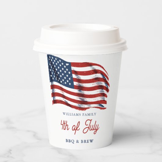 Patriotische amerikanische Flagge 4. Juli Familien Pappbecher (Vorderseite)
