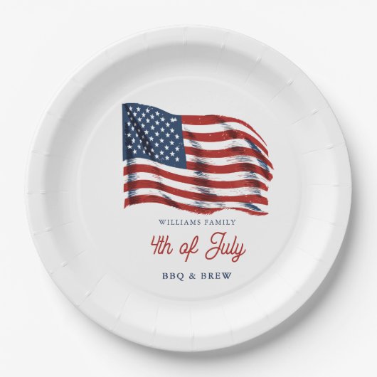 Patriotische amerikanische Flagge 4. Juli Familien Pappteller (Vorderseite)