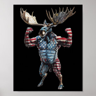 Patriotische amerikanische Flagge 4. Juli Funny Mo Poster