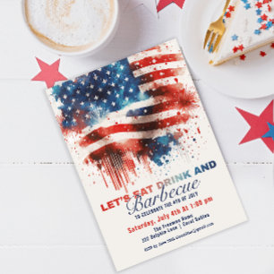 Patriotische amerikanische Flagge 4. Juli GRILLEN  Einladung