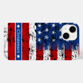 Patriotische amerikanische Flagge 4. Juli Monogram Case-Mate iPhone Hülle (Rückseite (Horizontal))