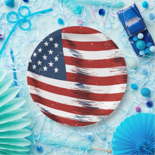 Patriotische amerikanische Flagge 4. Juli Pappteller (Party)
