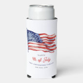 Patriotische amerikanische Flagge 4. Juli Selters Dosenkühler (Seltzer Vorderseite)