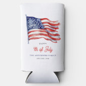 Patriotische amerikanische Flagge 4. Juli Selters Dosenkühler (Vorderseite)