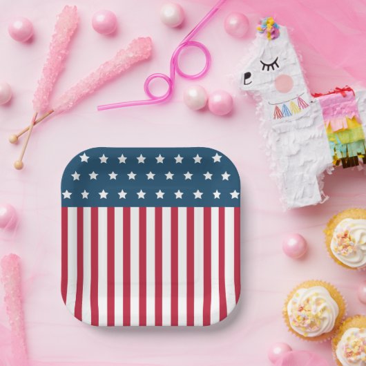 Patriotische amerikanische Flagge 4. Juli Teller (Party)