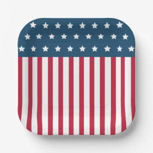 Patriotische amerikanische Flagge 4. Juli Teller