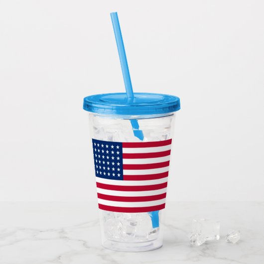 Patriotische amerikanische Flagge Acrylic Tumbler Acryltrinkbecher (Vorderseite Ice)