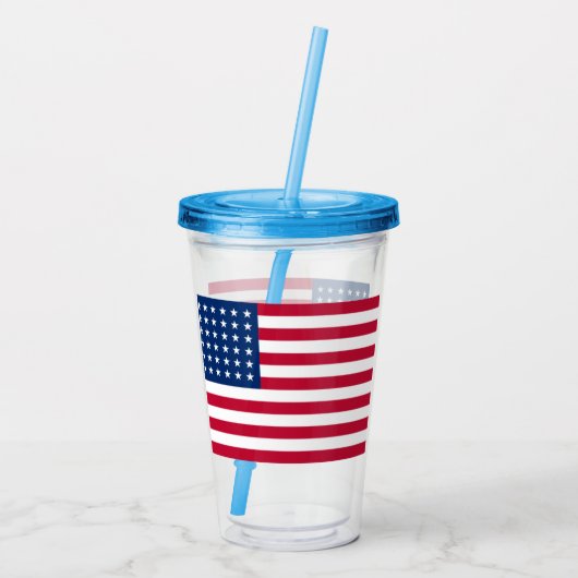 Patriotische amerikanische Flagge Acrylic Tumbler Acryltrinkbecher (Rückseite)