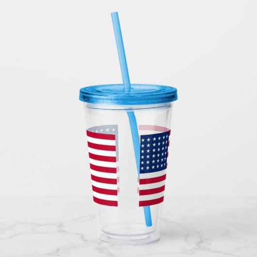 Patriotische amerikanische Flagge Acrylic Tumbler Acryltrinkbecher (Links)