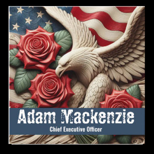 Patriotische amerikanische Flagge Adler Visitenkar Quadratische Visitenkarte