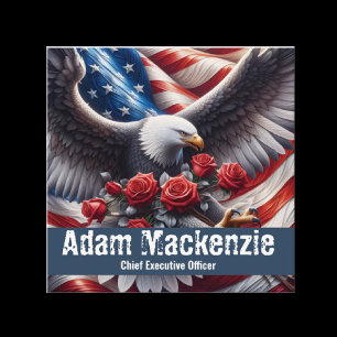 Patriotische amerikanische Flagge Adler Visitenkar Quadratische Visitenkarte