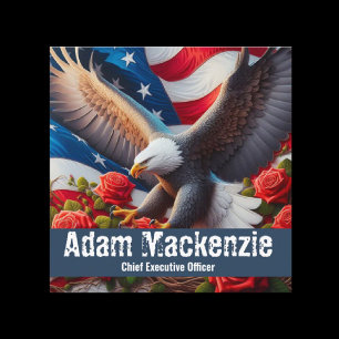 Patriotische amerikanische Flagge Adler Visitenkar Quadratische Visitenkarte
