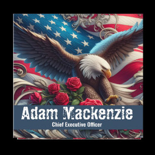 Patriotische amerikanische Flagge Adler Visitenkar Quadratische Visitenkarte