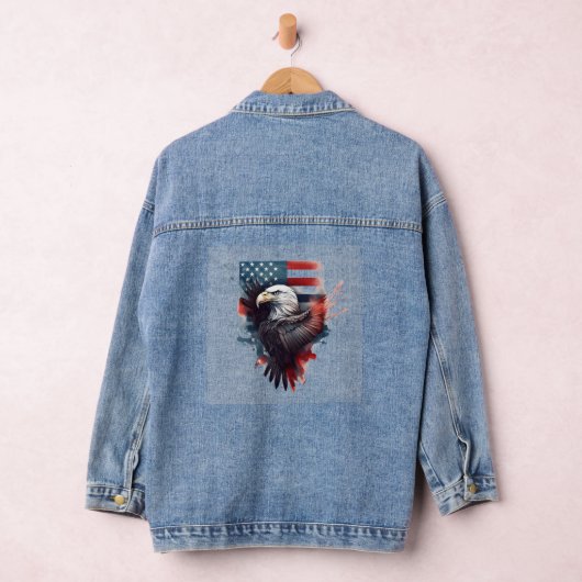 Patriotische amerikanische Flagge Bald Eagle Jeansjacke (Hangar)