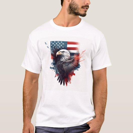 Patriotische amerikanische Flagge Bald Eagle T-Shirt (Vorderseite)