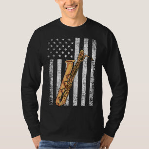 Patriotische amerikanische Flagge Baritone Saxopho T-Shirt