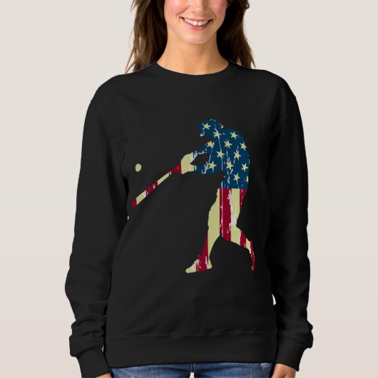 Patriotische amerikanische Flagge Baseball Basebal Sweatshirt (Vorderseite)