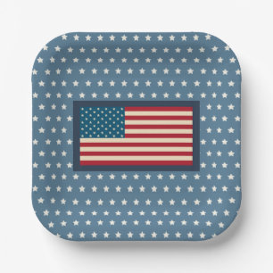 Patriotische amerikanische Flagge BBQ 4. Juli Pick Pappteller