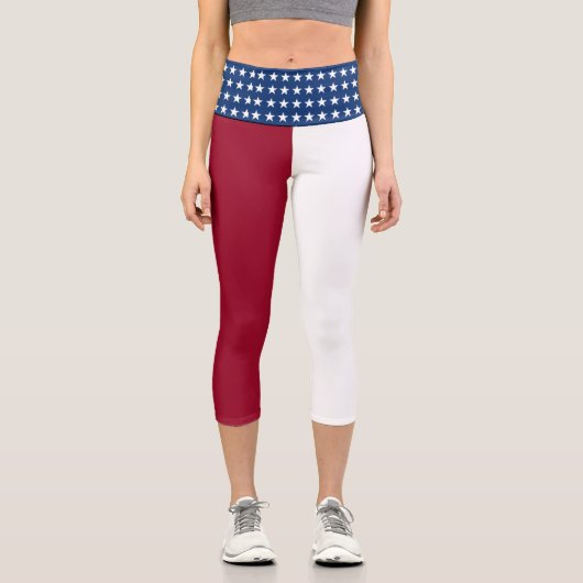 Patriotische amerikanische Flagge Capri Leggings (Vorderseite)