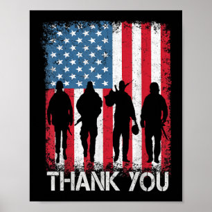 Patriotische amerikanische Flagge Danke Poster