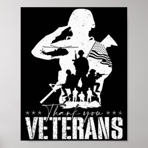 Patriotische amerikanische Flagge Danke Veteranen  Poster