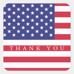 Patriotische amerikanische Flagge danken Ihnen Quadratischer Aufkleber