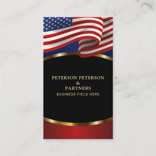 Patriotische amerikanische Flagge Elegant Gold Acc Visitenkarte (Vorderseite)