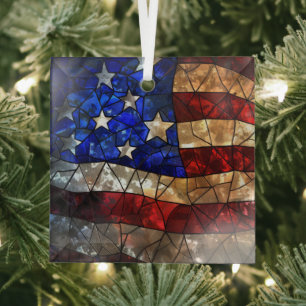 Patriotische amerikanische Flagge festgehalten Ornament Aus Glas