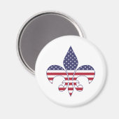 Patriotische amerikanische Flagge Fleur-de-lis Magnet (Vorderseite/Rückseite)