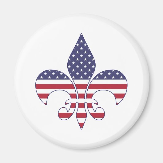 Patriotische amerikanische Flagge Fleur-de-lis Magnet (Vorne)