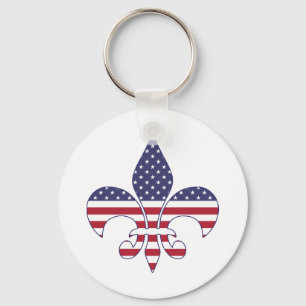 Patriotische amerikanische Flagge Fleur-de-lis Schlüsselanhänger