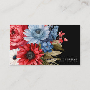 Patriotische amerikanische Flagge Florale Visitenk Visitenkarte