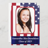 Patriotische amerikanische Flagge Foto Abschluss Einladung (Vorne/Hinten)