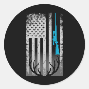 Patriotische amerikanische Flagge Funny Deer Junti Runder Aufkleber