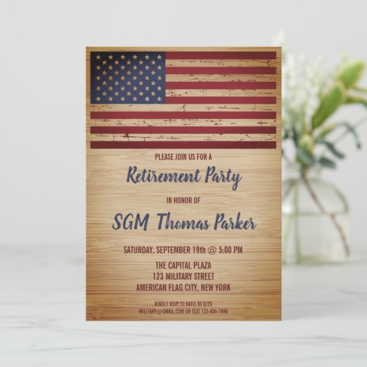 Patriotische amerikanische Flagge für das Militärr Einladung (Stehend Vorderseite)