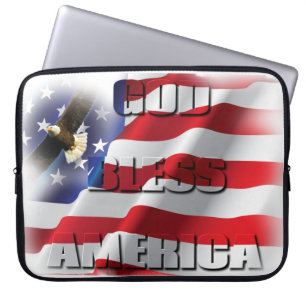 Patriotische amerikanische Flagge Gott segne Ameri Laptopschutzhülle