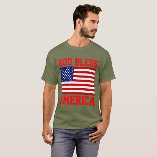 Patriotische amerikanische Flagge Gott segne Ameri T-Shirt (Vorne ganz)
