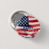 Patriotische amerikanische Flagge Happy 4. Juli Cu Button (Vorne & Hinten)