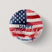 Patriotische amerikanische Flagge Happy 4. Juli Cu Button (Vorderseite)