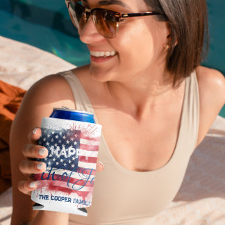 Patriotische amerikanische Flagge Happy 4. Juli Cu Dosenkühler